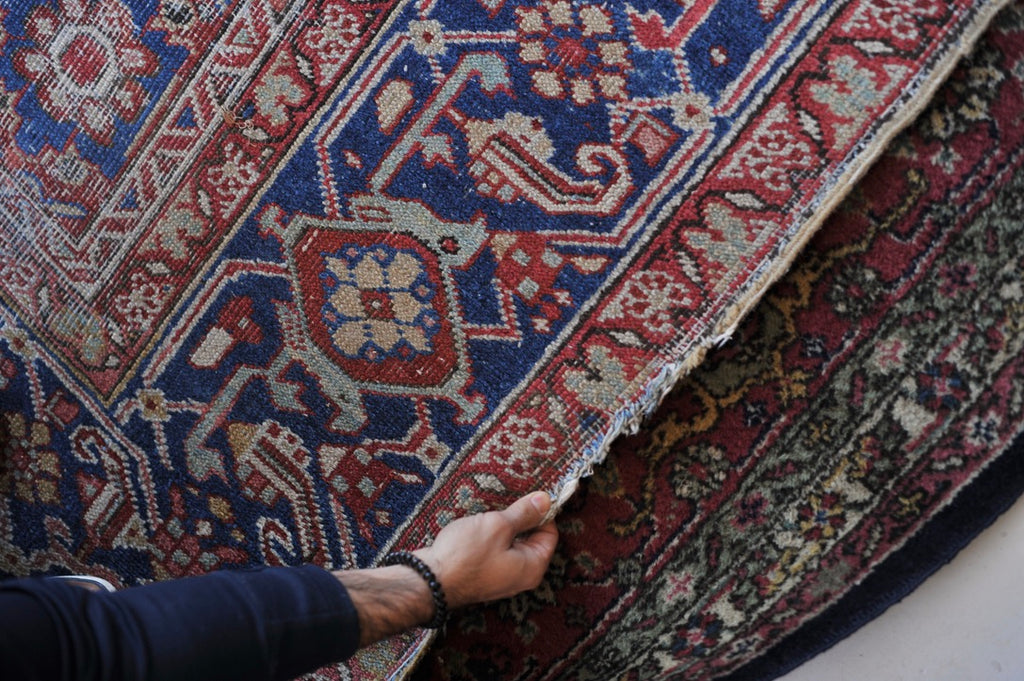 UNIQUE All-Over Antique Persian Mahal Geometric Jagged Flower Pattern | Tons of Variations of Rust, Clay, & Umber with Seafoam | 9.7 x 13