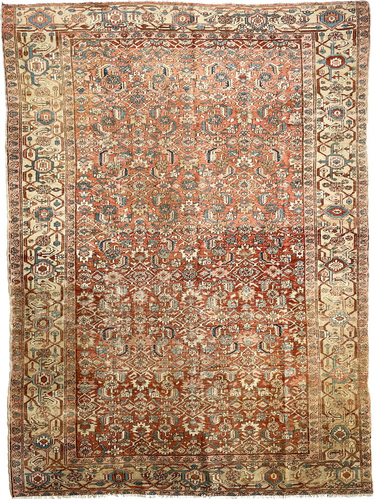 TRULY AMAZING Antique Rug with Iconic Design but FASCINATING Abrash Throughout! 8 x 12.6