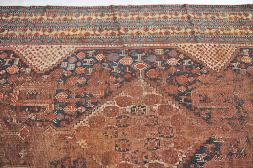 NEVER AGAIN SIZE Antique Runner Kelleh Southwest BEAUTY | Nomadic Animals, Pure Wool GEM with Navy, Camel, More | 6.9 x 19.4