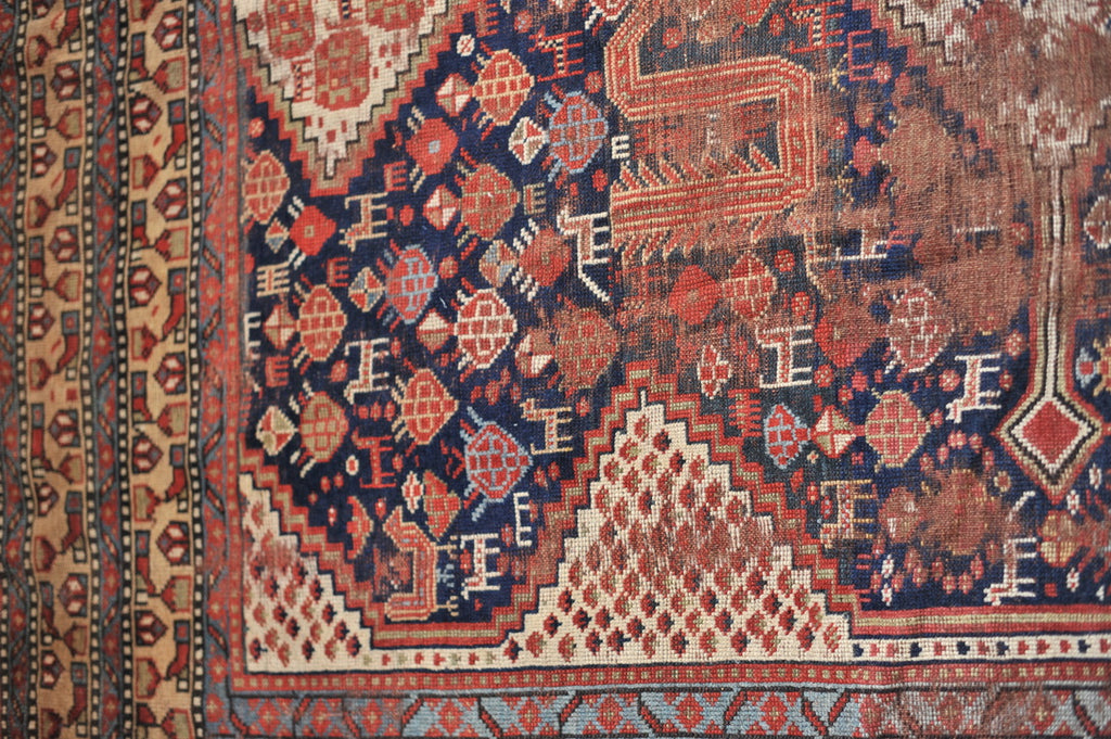 NEVER AGAIN SIZE Antique Runner Kelleh Southwest BEAUTY | Nomadic Animals, Pure Wool GEM with Navy, Camel, More | 6.9 x 19.4