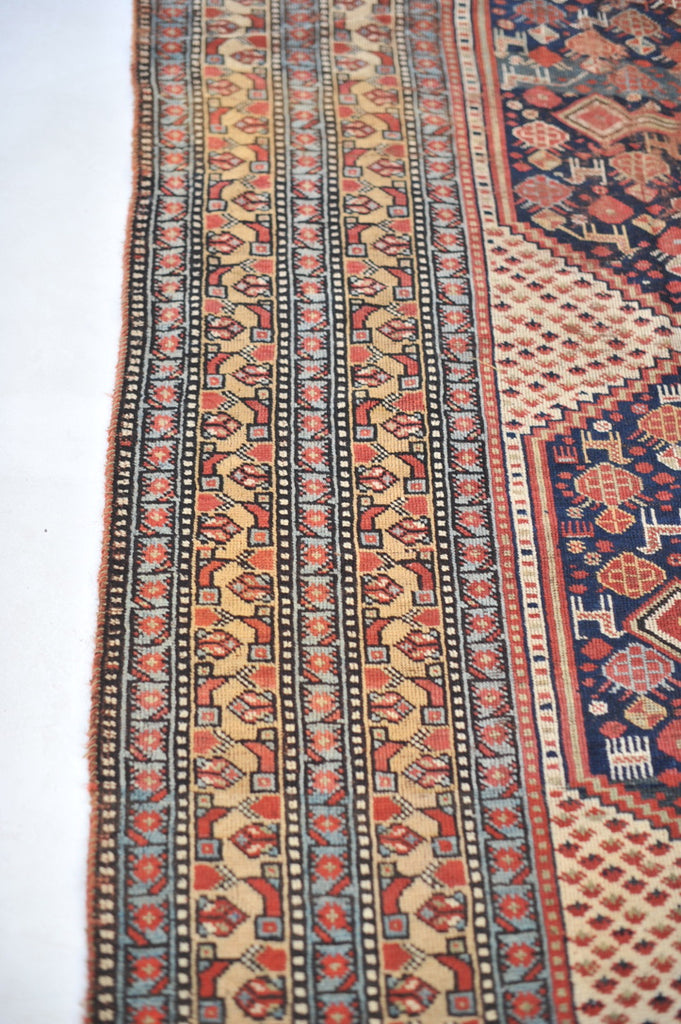 NEVER AGAIN SIZE Antique Runner Kelleh Southwest BEAUTY | Nomadic Animals, Pure Wool GEM with Navy, Camel, More | 6.9 x 19.4