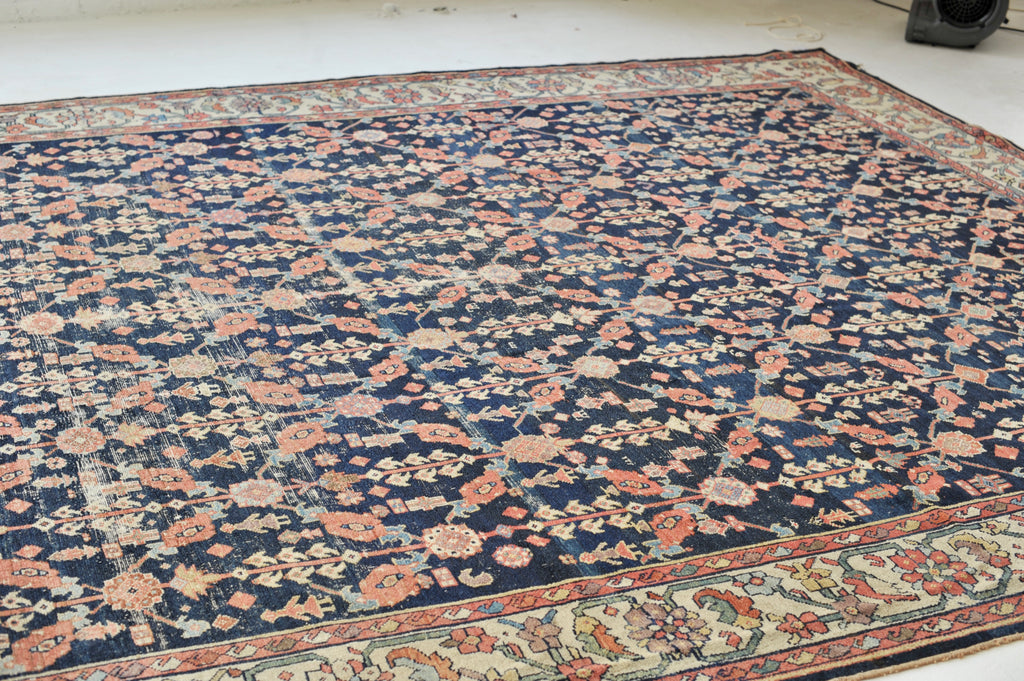 ABSOLUTE DIVINE Antique Bibikibad Rug | Ancient Lattice Design with a Border from Another UNIVERSE |   9.11 x 12.6