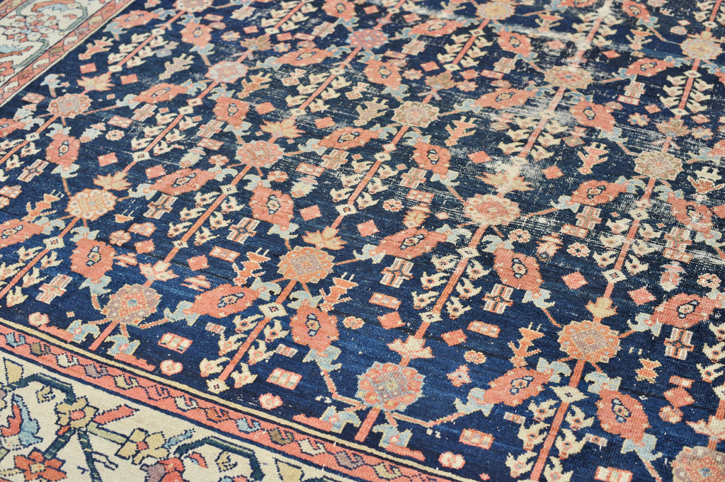 ABSOLUTE DIVINE Antique Bibikibad Rug | Ancient Lattice Design with a Border from Another UNIVERSE |   9.11 x 12.6