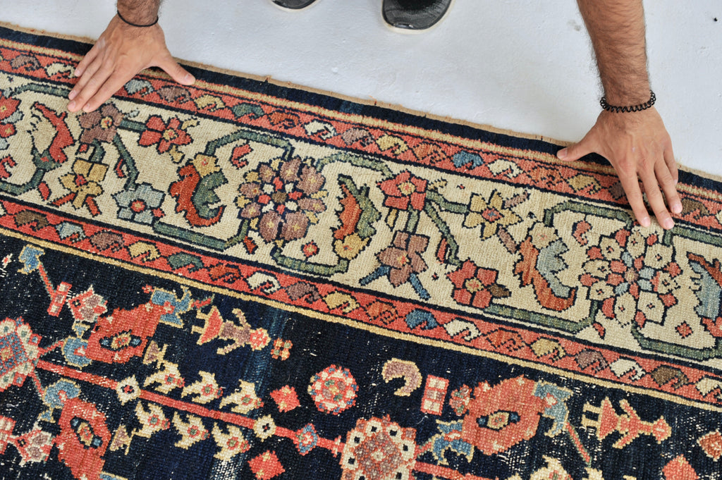 ABSOLUTE DIVINE Antique Bibikibad Rug | Ancient Lattice Design with a Border from Another UNIVERSE |   9.11 x 12.6