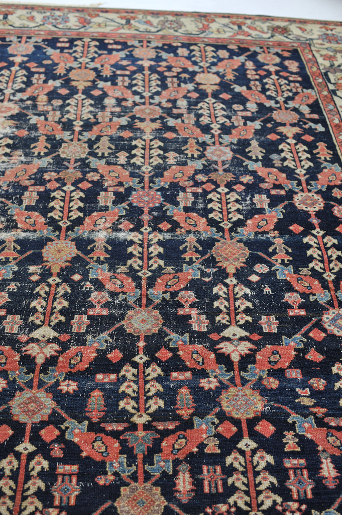 ABSOLUTE DIVINE Antique Bibikibad Rug | Ancient Lattice Design with a Border from Another UNIVERSE |   9.11 x 12.6