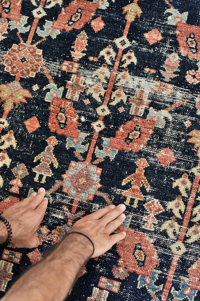 ABSOLUTE DIVINE Antique Bibikibad Rug | Ancient Lattice Design with a Border from Another UNIVERSE |   9.11 x 12.6