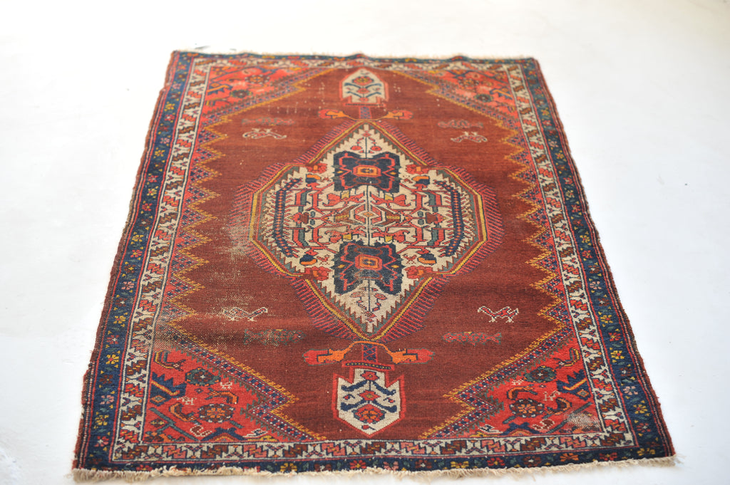 SOLD | Antique Southwest Nomadic Beauty with Clay, Fish, Chickens & More | 3.5 x 5