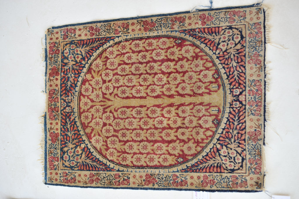 RARE TWIN SISTER Tree of Life Antique Rugs / Mats | A Pair of Unbelievable Weeping Willow Tree of Life Antique Rug Mats  | ~ 1.9 x 2.6