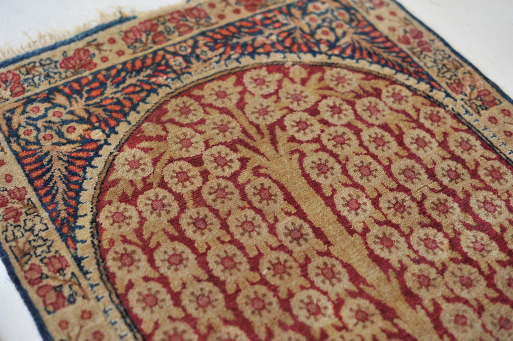 RARE TWIN SISTER Tree of Life Antique Rugs / Mats | A Pair of Unbelievable Weeping Willow Tree of Life Antique Rug Mats  | ~ 1.9 x 2.6