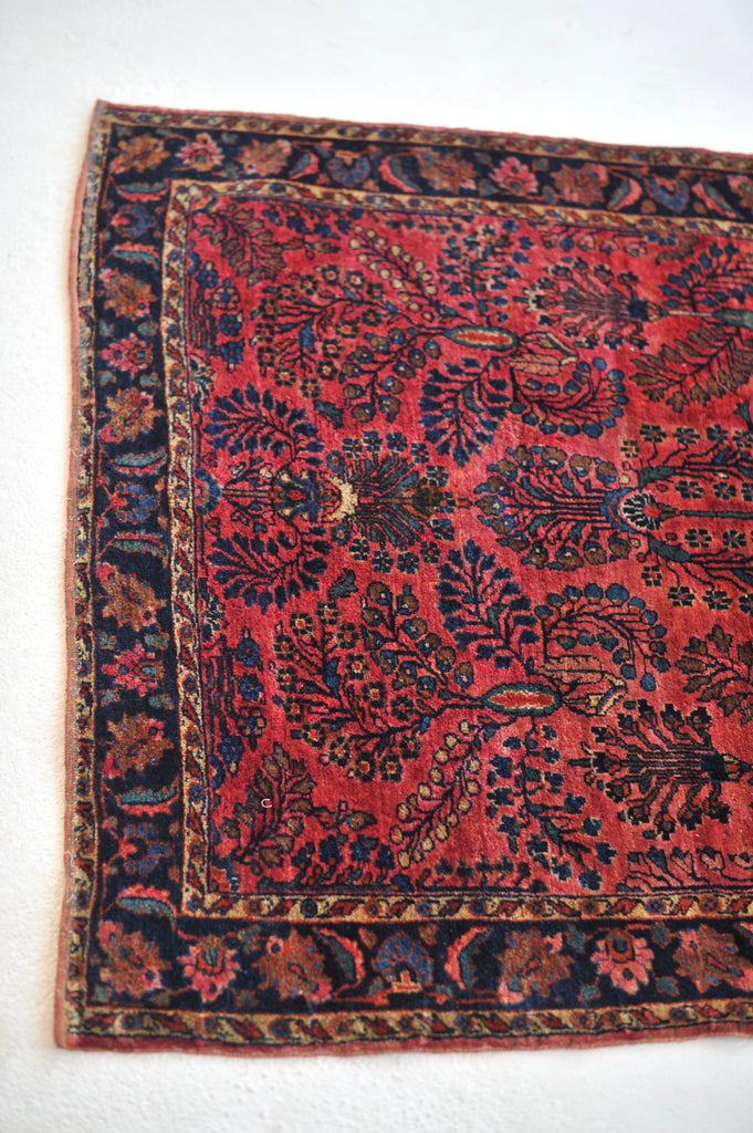 SOLD | GLOWING Berry & Blush Plush Antique Rug | 3.4 x 4.8