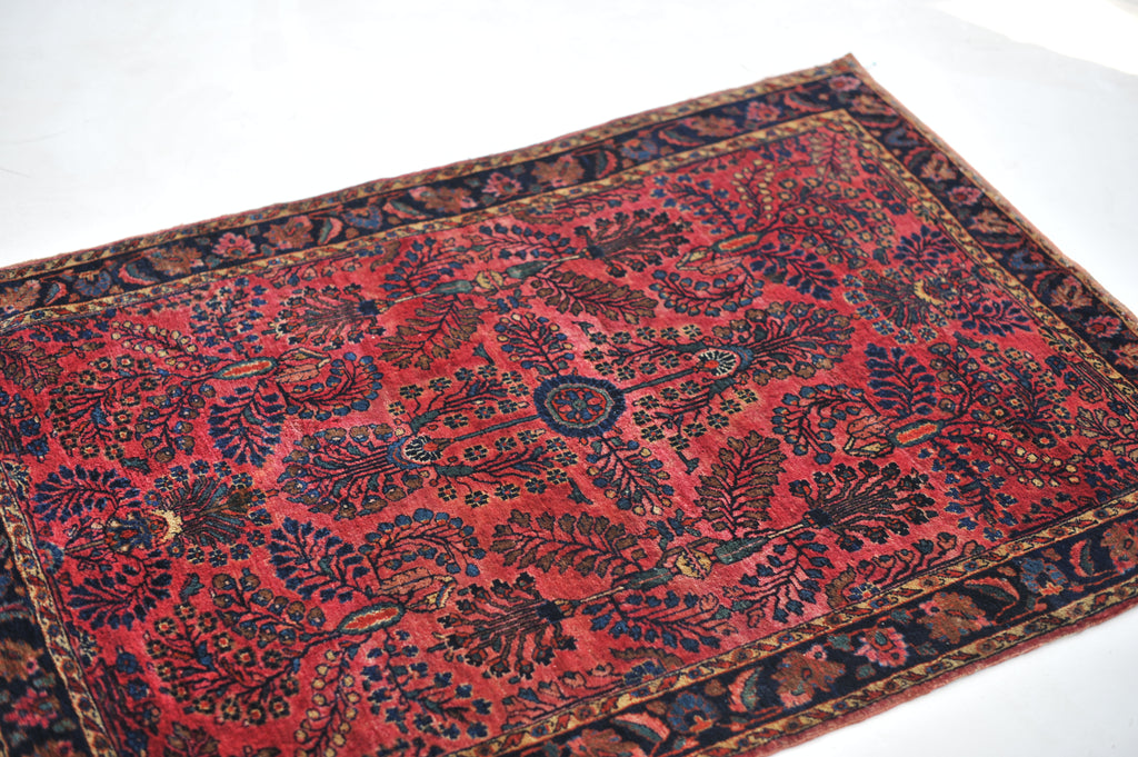 SOLD | GLOWING Berry & Blush Plush Antique Rug | 3.4 x 4.8