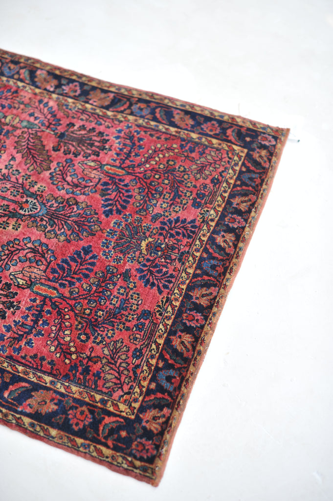SOLD | GLOWING Berry & Blush Plush Antique Rug | 3.4 x 4.8