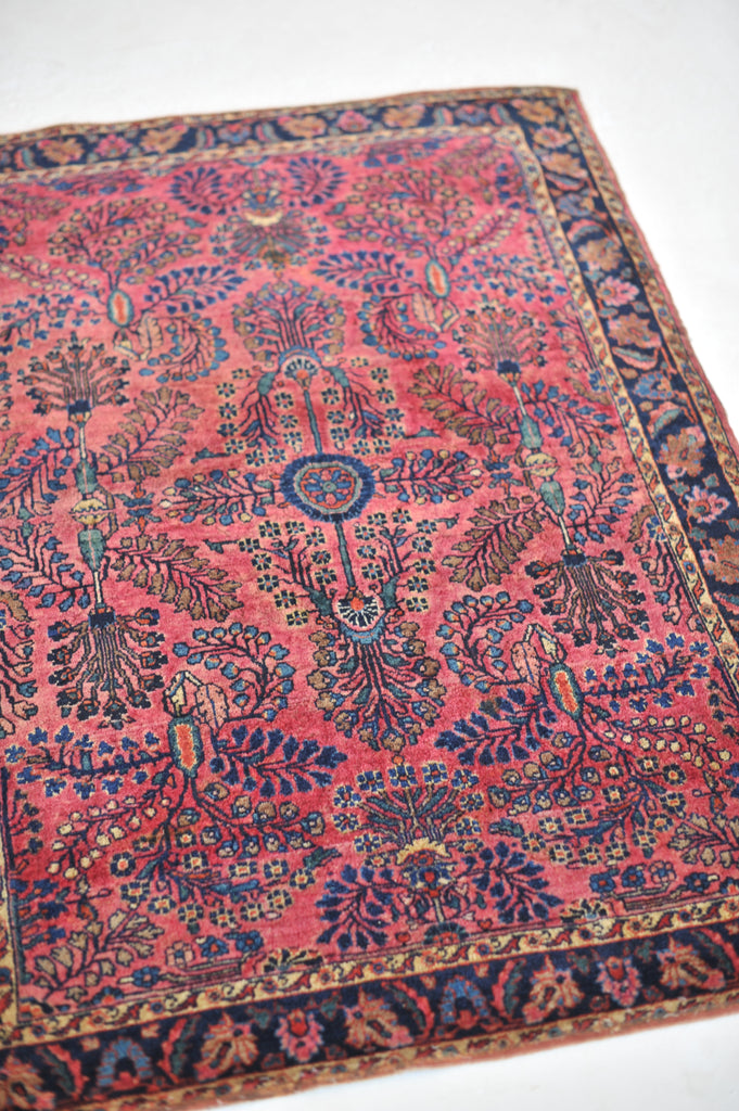 SOLD | GLOWING Berry & Blush Plush Antique Rug | 3.4 x 4.8
