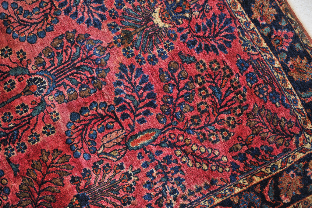 SOLD | GLOWING Berry & Blush Plush Antique Rug | 3.4 x 4.8