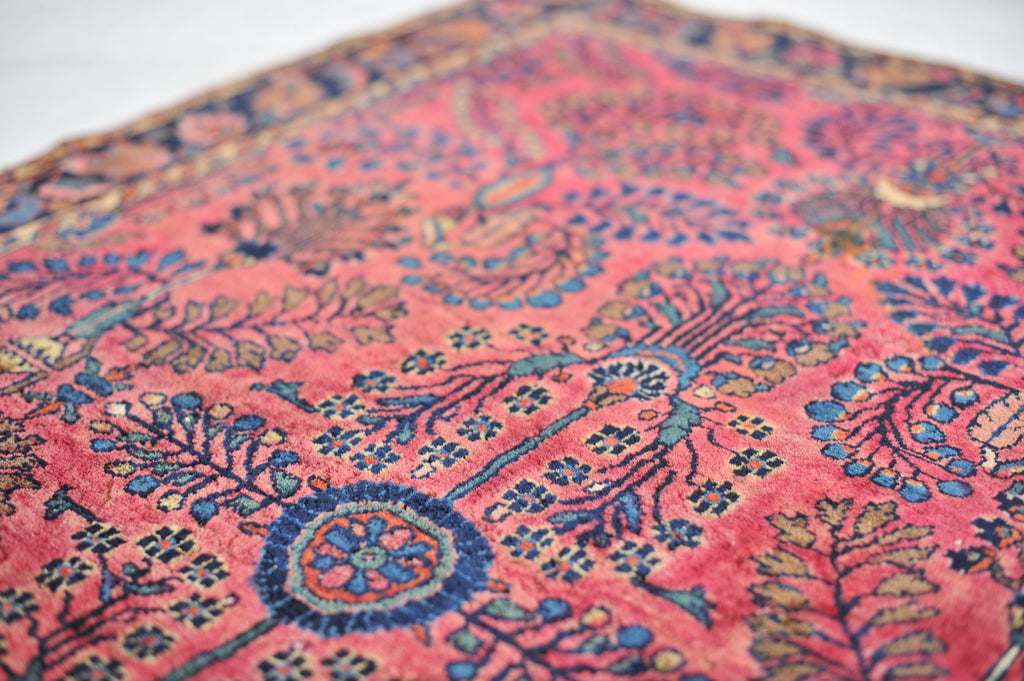 SOLD | GLOWING Berry & Blush Plush Antique Rug | 3.4 x 4.8