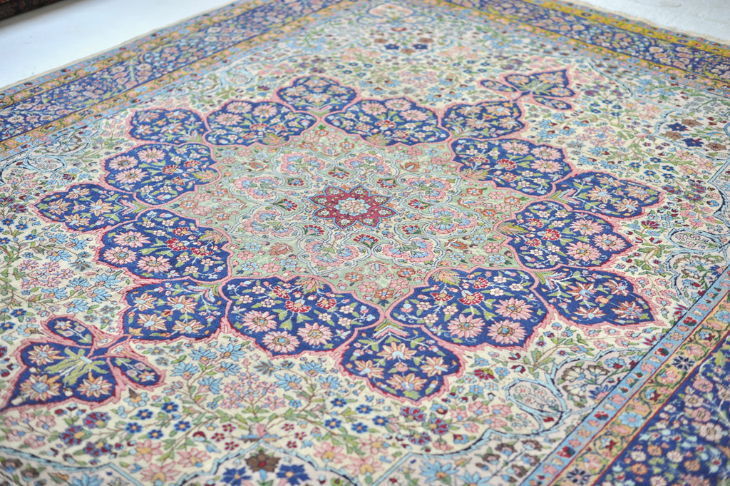 TIMELESS Antique with Botanical Filled Field around Stunning Mother Medallion | 8.9 x 11.4