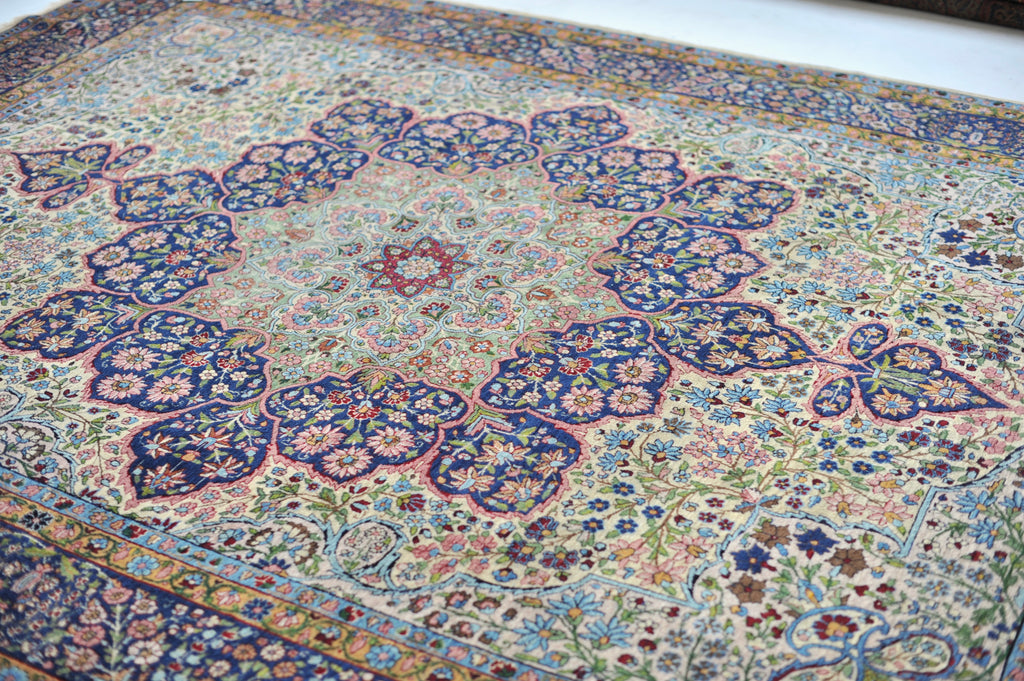 TIMELESS Antique with Botanical Filled Field around Stunning Mother Medallion | 8.9 x 11.4