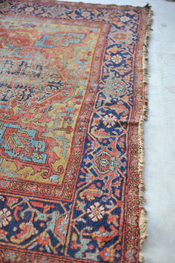 SOLD | Splendid Golden Corners with Strawberry Field and Sky Blue Throughout | 8.5 x 11.2