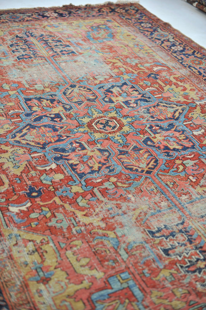 SOLD | Splendid Golden Corners with Strawberry Field and Sky Blue Throughout | 8.5 x 11.2
