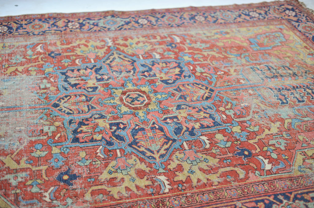 SOLD | Splendid Golden Corners with Strawberry Field and Sky Blue Throughout | 8.5 x 11.2