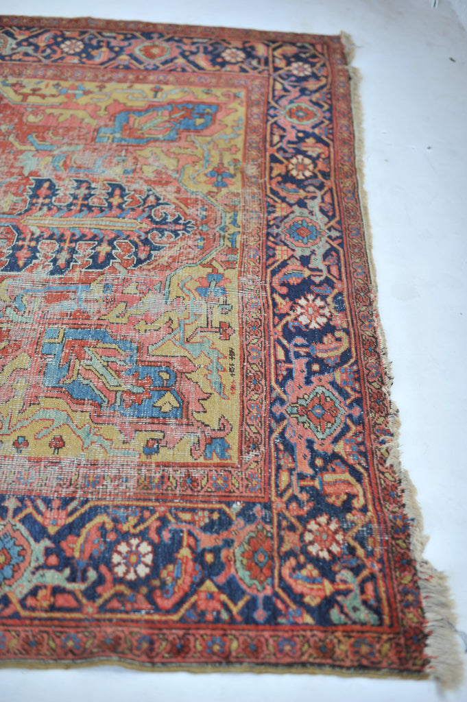 SOLD | Splendid Golden Corners with Strawberry Field and Sky Blue Throughout | 8.5 x 11.2
