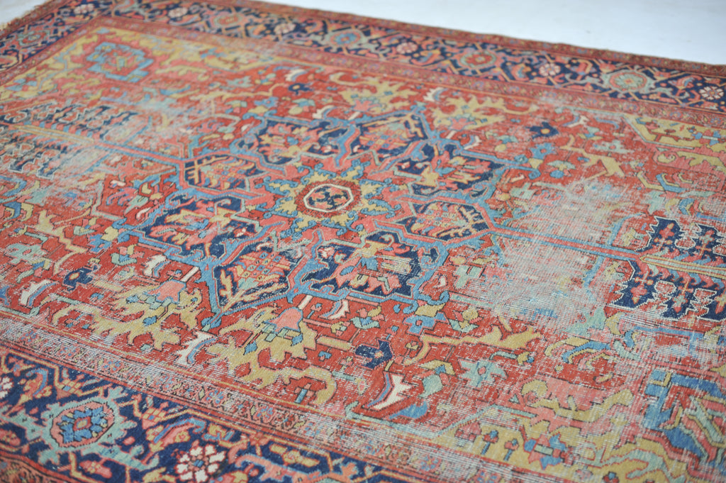 SOLD | Splendid Golden Corners with Strawberry Field and Sky Blue Throughout | 8.5 x 11.2