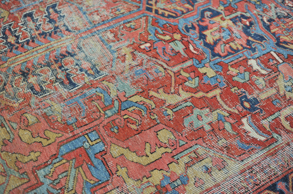 SOLD | Splendid Golden Corners with Strawberry Field and Sky Blue Throughout | 8.5 x 11.2