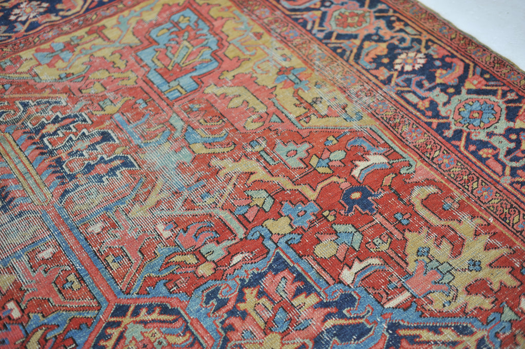 SOLD | Splendid Golden Corners with Strawberry Field and Sky Blue Throughout | 8.5 x 11.2
