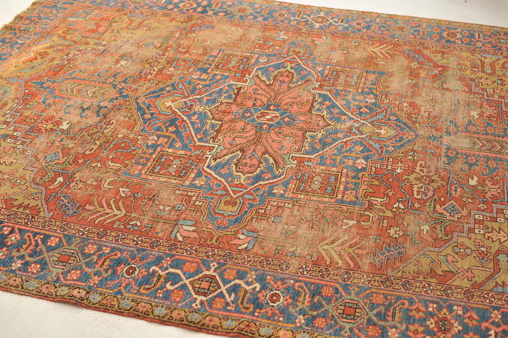 STUNNING Artistic & Rugged Northwest  Antique Karaja / Karajeh Tribal with Camel, Salmon, Coral, Ice & Midnight Blue | 8.5 x 10.8