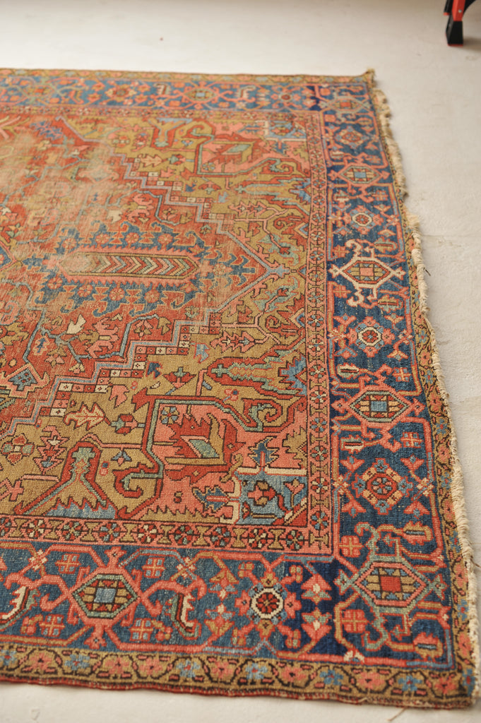 STUNNING Artistic & Rugged Northwest  Antique Karaja / Karajeh Tribal with Camel, Salmon, Coral, Ice & Midnight Blue | 8.5 x 10.8