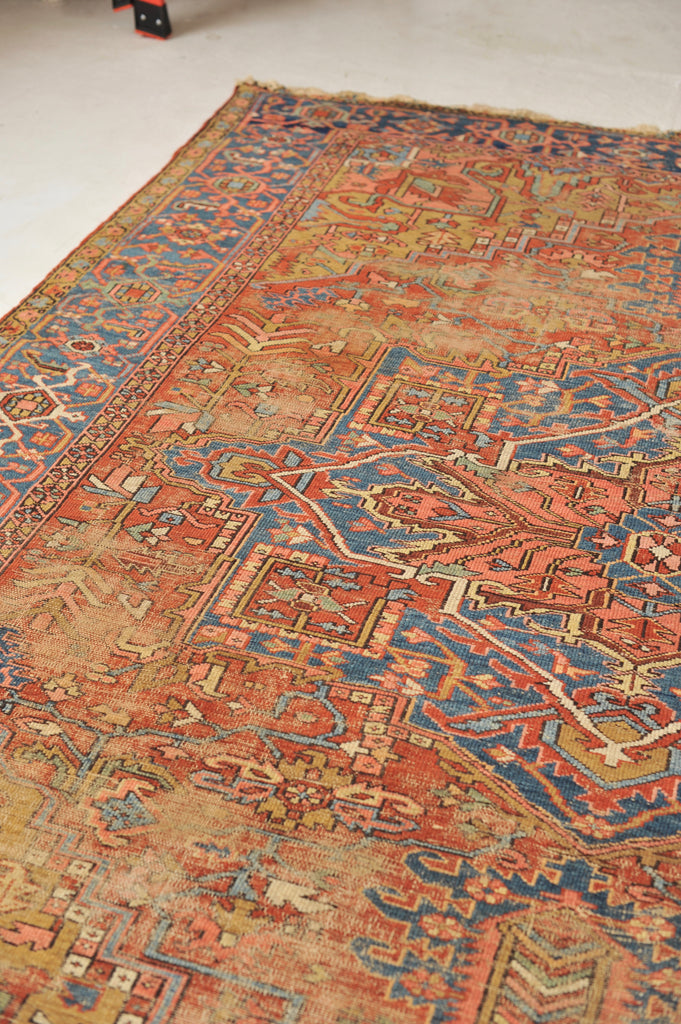 STUNNING Artistic & Rugged Northwest  Antique Karaja / Karajeh Tribal with Camel, Salmon, Coral, Ice & Midnight Blue | 8.5 x 10.8