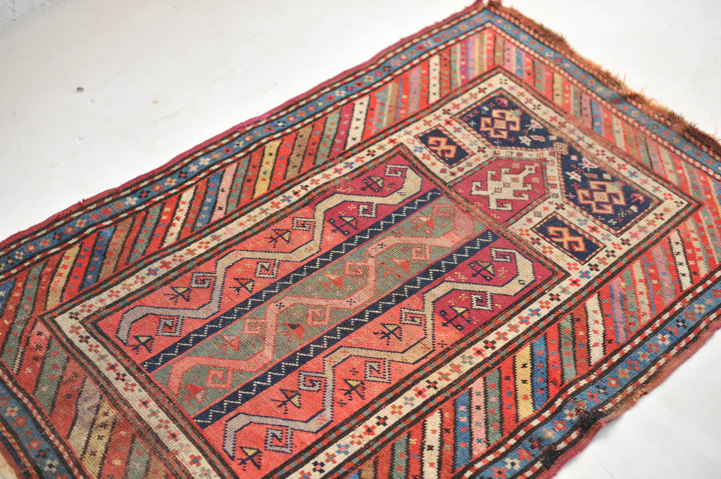 SOLD | INCREDIBLY Unusual & Beautiful Caucasian Chi-Chi Prayer rug | Unusual Design & Colors | 3 x 4.10