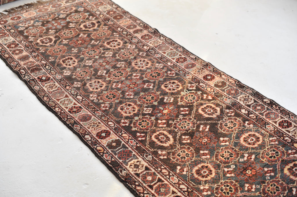 Semi-Antique Varamin aka Mina-Khani Design Runner | SMOKEY Black, Espresso, Midnight Blue, Greens, Caramel & More | 3.3 x 10.3