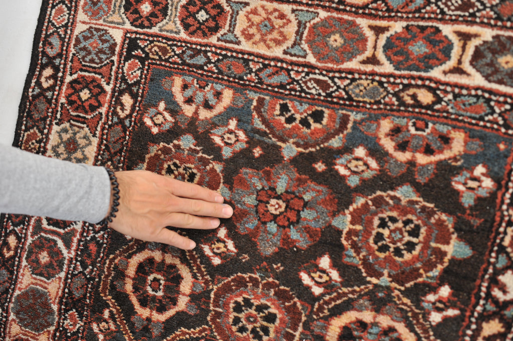 Semi-Antique Varamin aka Mina-Khani Design Runner | SMOKEY Black, Espresso, Midnight Blue, Greens, Caramel & More | 3.3 x 10.3