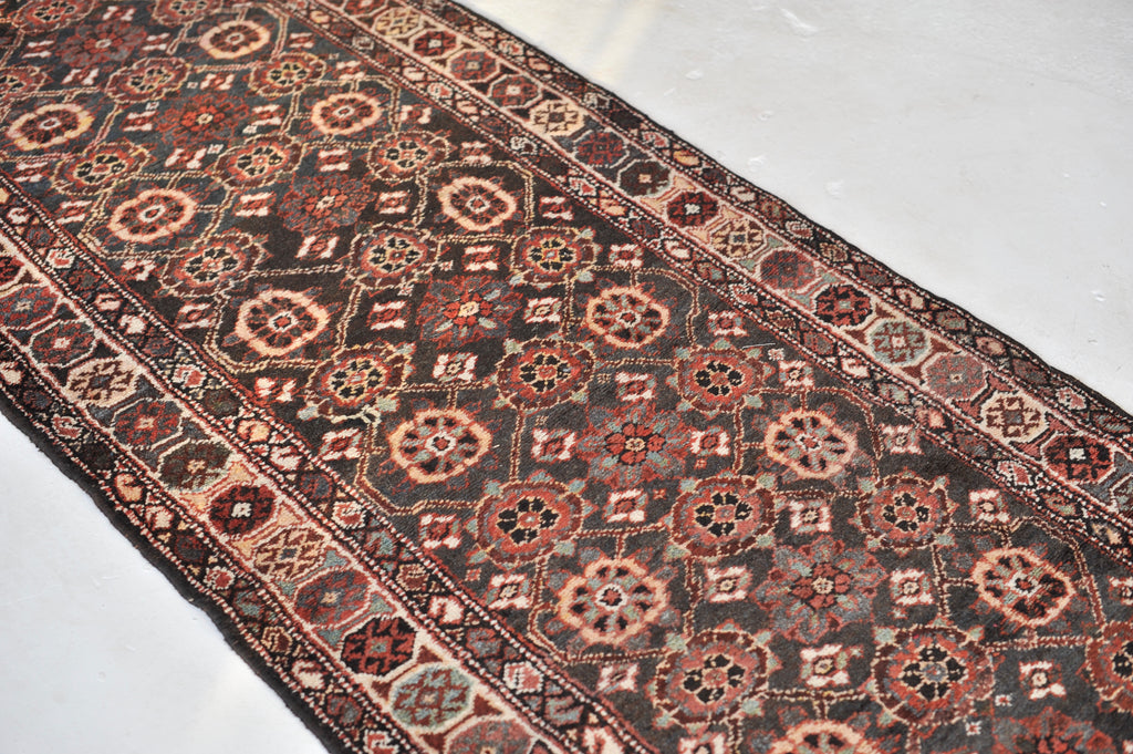 Semi-Antique Varamin aka Mina-Khani Design Runner | SMOKEY Black, Espresso, Midnight Blue, Greens, Caramel & More | 3.3 x 10.3