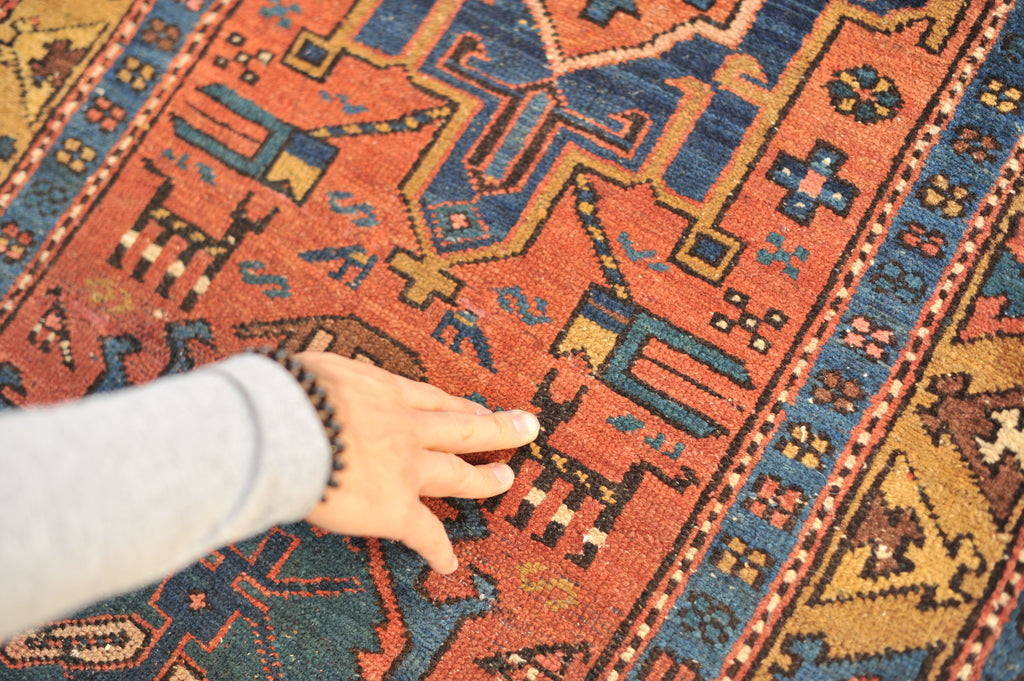 WOW - Antique Northwest Runner | Deep Salmon-Terracotta Field with Camel Border | 3 x 10.8