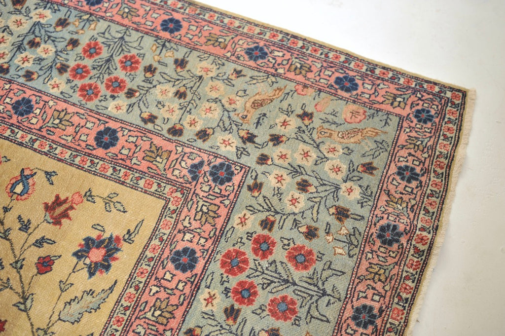 RARE "CREATOR'S VISION" PARADISE TREE OF LIFE TABRIZ with Phoenix, Leopards, Fawn, & Roosters | Camel Ground & Bakshayesh Blue Border | UNREAL | 9.8 x 13