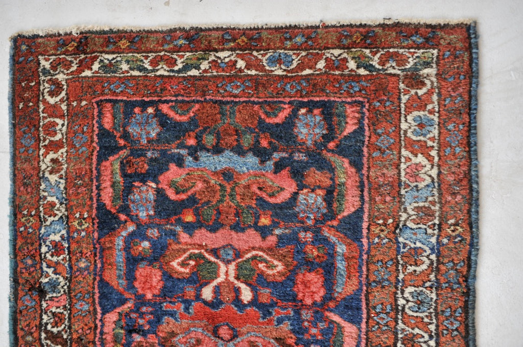 SOLD | LONG & NARROW Antique STUNNER | Navy, Salmon, Green & more Antique Runner | 2.9 x 16.11