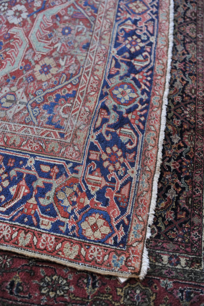 UNIQUE All-Over Antique Persian Mahal Geometric Jagged Flower Pattern | Tons of Variations of Rust, Clay, & Umber with Seafoam | 9.7 x 13