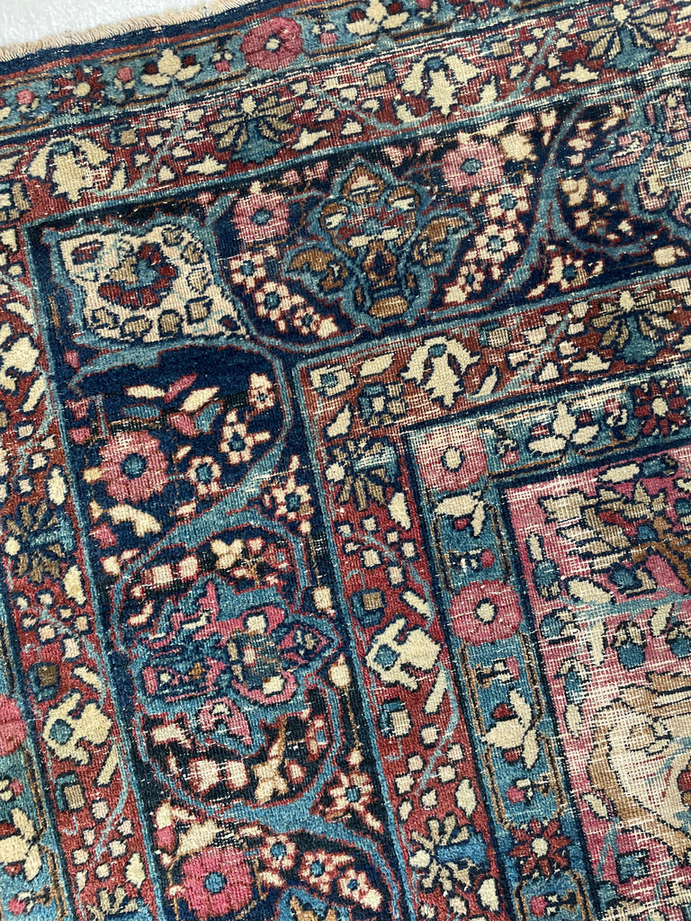 STUNNING Antique Persian Kermanshah - Lavar | UNIQUE Color Palette - Denim, Ice, Indigo, Berry, Caramel, Copper, Camel | 11 x 14