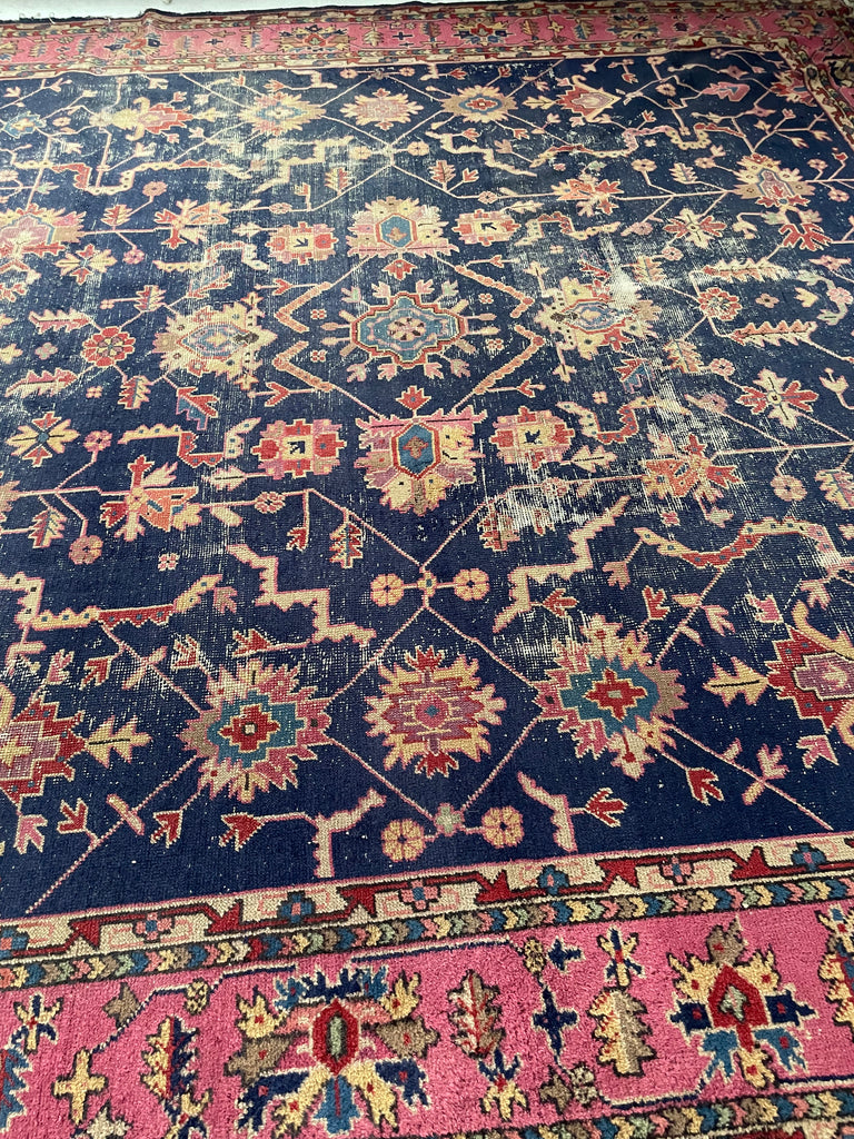 SOLD | WOW - Worn BALLROOM SIZE Antique Rug | Palace Size Turkish Open Palmette Design with Purples | 11.6 x 20