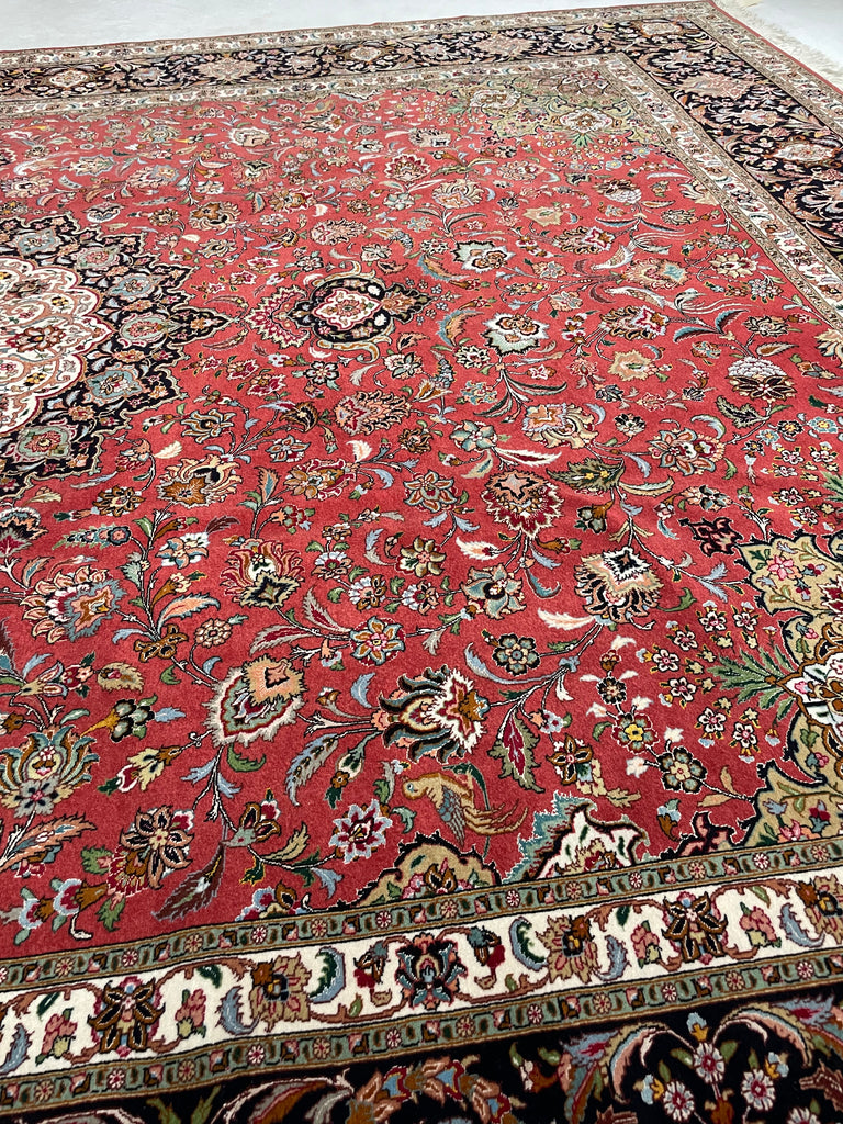 MASTERPIECE TABRIZ | Over 1M KNOTS in Nearly MINT Condition | Fine Silk Highlights with Royal Bird Motifs | 9.7 x 13.6