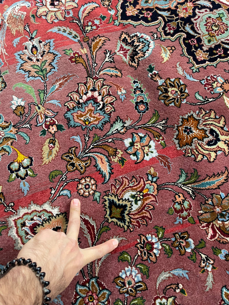MASTERPIECE TABRIZ | Over 1M KNOTS in Nearly MINT Condition | Fine Silk Highlights with Royal Bird Motifs | 9.7 x 13.6