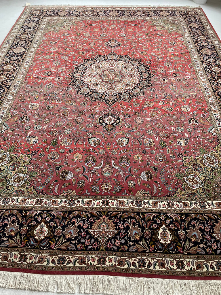 MASTERPIECE TABRIZ | Over 1M KNOTS in Nearly MINT Condition | Fine Silk Highlights with Royal Bird Motifs | 9.7 x 13.6