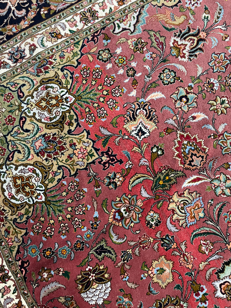MASTERPIECE TABRIZ | Over 1M KNOTS in Nearly MINT Condition | Fine Silk Highlights with Royal Bird Motifs | 9.7 x 13.6