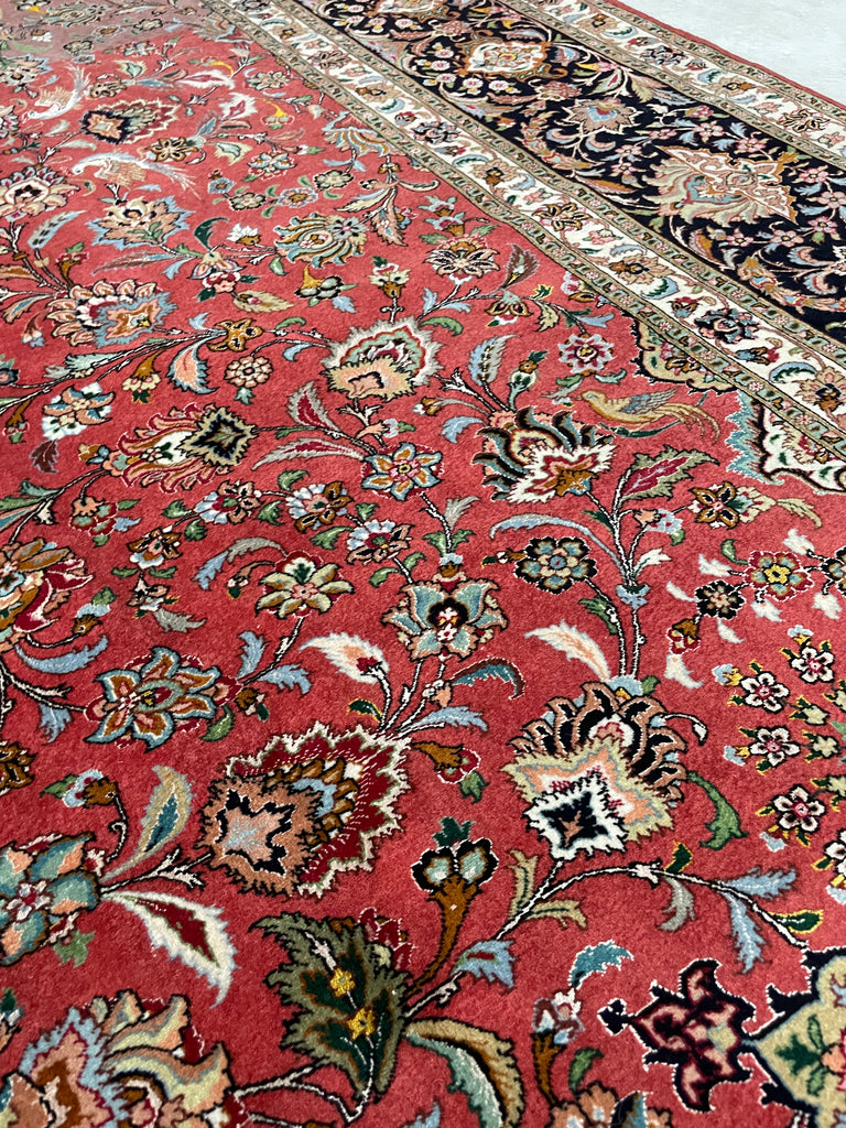 MASTERPIECE TABRIZ | Over 1M KNOTS in Nearly MINT Condition | Fine Silk Highlights with Royal Bird Motifs | 9.7 x 13.6