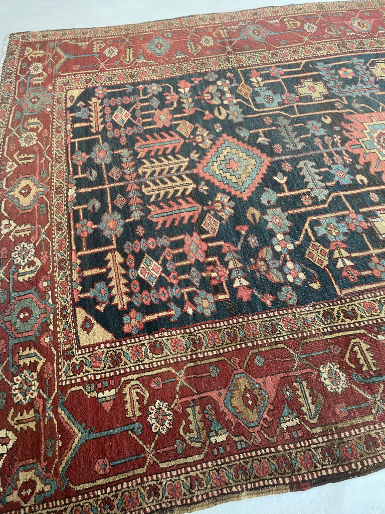 RESERVED FOR LORI*** MINT RARE Design with Gorgeous Color Palette | One-of-One Antique Persian Heriz | 8.8 x 12.2