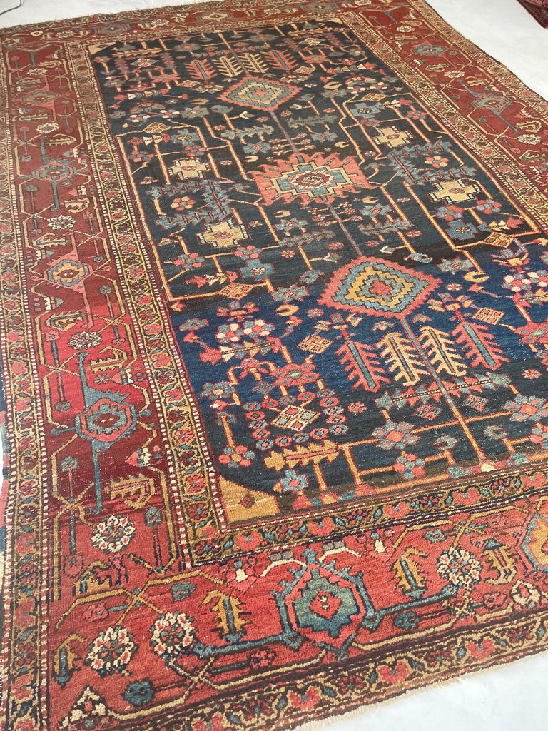 RESERVED FOR LORI*** MINT RARE Design with Gorgeous Color Palette | One-of-One Antique Persian Heriz | 8.8 x 12.2