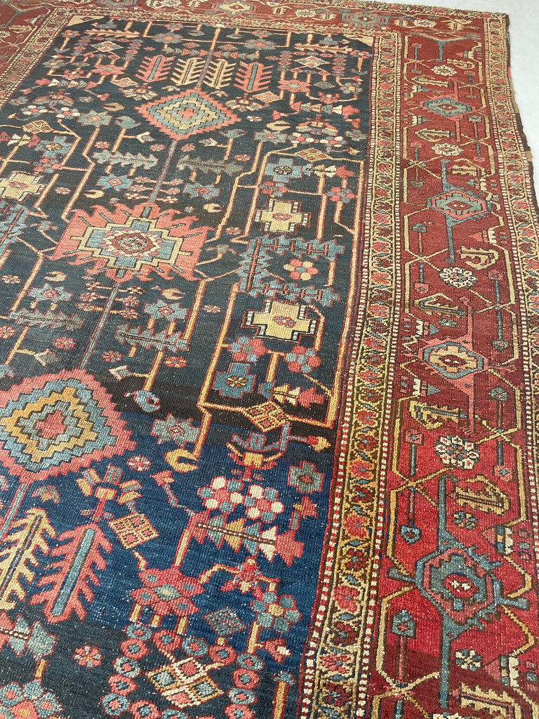 RESERVED FOR LORI*** MINT RARE Design with Gorgeous Color Palette | One-of-One Antique Persian Heriz | 8.8 x 12.2
