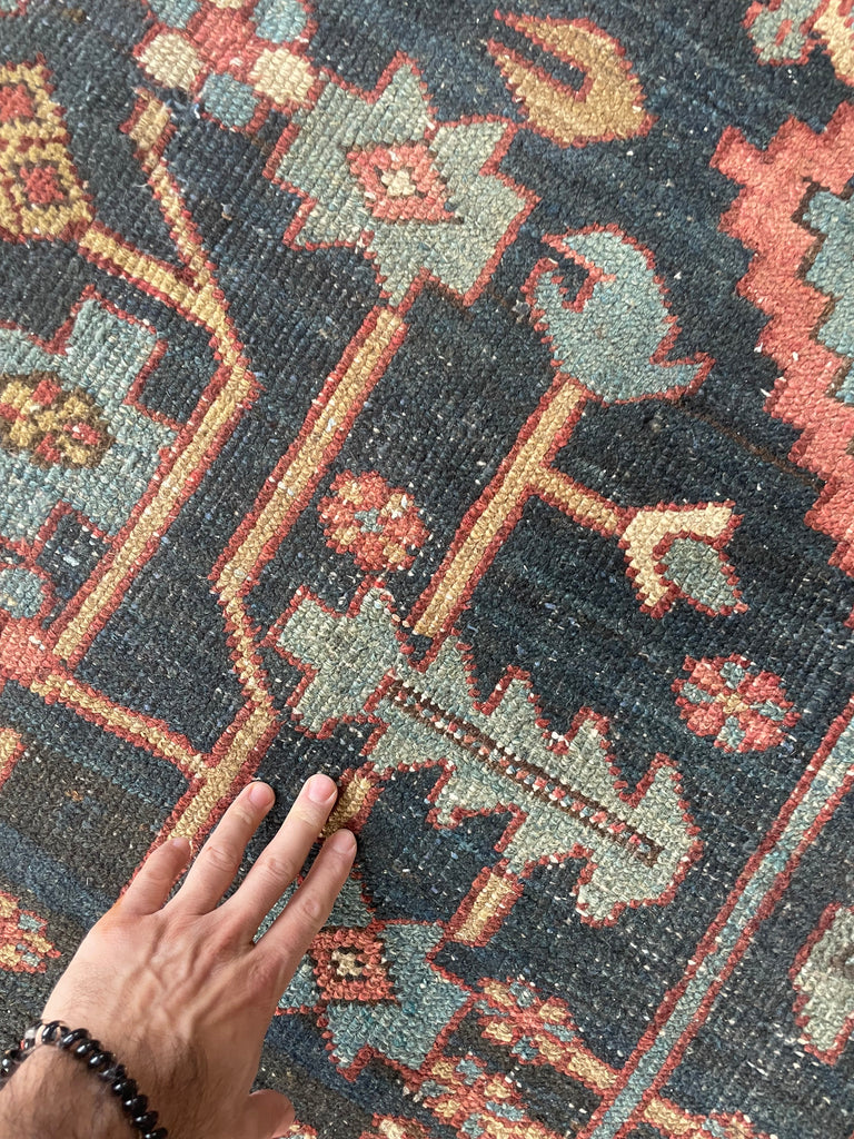 RESERVED FOR LORI*** MINT RARE Design with Gorgeous Color Palette | One-of-One Antique Persian Heriz | 8.8 x 12.2